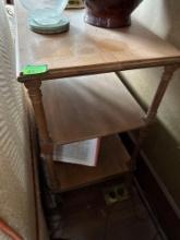 Wood side table shelves living room 26 1/2 long x 141/2 wide x 25 inches high