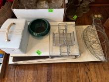 Table protectors, egg basket, caddy, ceramic bowl, jewelry case