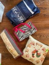 Chicken pillow, Christmas pillow, zebra tote bag, table cloth