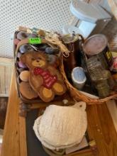 Misc decor items and 2 baskets
