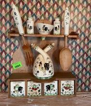 Royal sealy Japan rooster pattern wood spice chest set