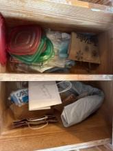Plastic bowls and lids and Ziploc bags