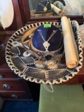 Mexican sombrero, print, snake skin belt, cow skin belt