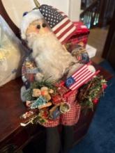 Tote with blankets, Nut cracker, Santa