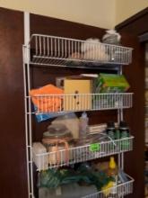 Wire rack shelves Clean supplies, lightbulbs, candle spray bottle and more,