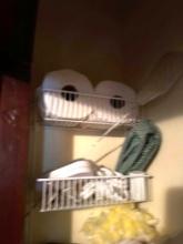 Wire rack, shelving, bring tools to remove, Cleaning supplies, yardstick shoe cleaning supplies