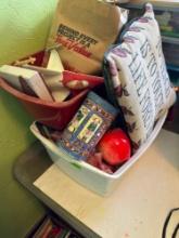 Teacher pillow, , boxes, teacher apple, airplane, notes, games, more