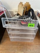 Clear organizing paper trays, shell napkin holder, light up plug in magnifier glass and more