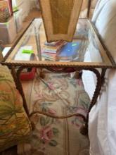 Glass end table with waste basket