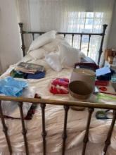 Queen bed with frame head board and foot board comforter, sheets and pillows all other items (do not