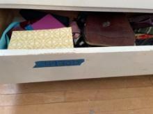 Contents in bottom drawer of dresser, wallets, purses, travel bags and more