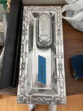 Equestrian tray and butter dish set