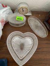 Glass jewelry dishes and clock