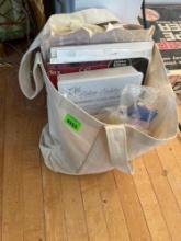 Tote with sewing books and more sewing items