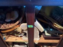 Contents on shelf, misc items like picture frames and home decor