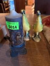 Decor candle and matching bird figurines