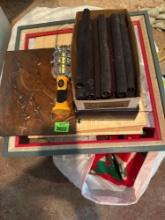 Misc items, magnetic flashlight, picture frames, Christmas material, decor and more