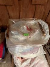 Bag of clothes, bag of Christmas decor, box with decor items and more