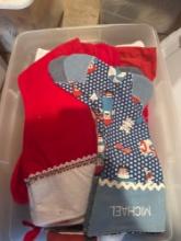 Christmas stockings, hats, and wooden decor