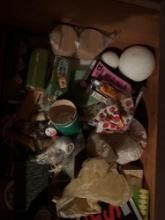 Ribbon, tissue paper, wood box and more
