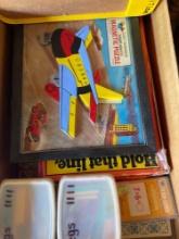 Box of kids puzzles and games