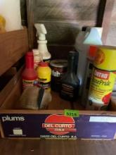 Wooden crate with misc chemicals, none are full please see photos