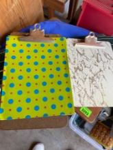 Childs school desk, organizing trays, 2 clip boards, alphabet decor and more