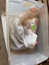 Storage tote with lots of belts
