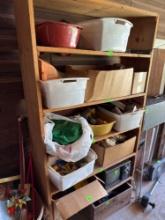 Wood shelves, contents are not included, must bring help to move, 37 inches by 6 feet, width 11