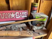 Nails sign, Wicker Broom hanger bucket