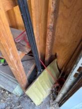 Snow shovel, pecan picker, and rebar
