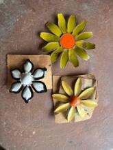 3 Vintage flower pins