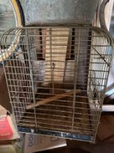 Birdcage and galvanized bucket