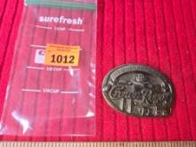 Vintage, Heavy, Crown Royal, 1889-1989 Sooner Land Rush Commerative Buckle.