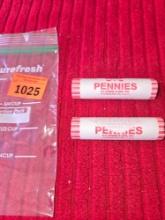 2 Rolls , Mint Sealed, Uncirculated, 2017 Philadelphia Mint Commerative Shield Pennies. Both one