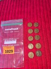 10- 1955 D, Lincoln Wheat Pennies. All One Money.
