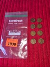 8-1956 Lincoln Wheat Pennies. 7- D, and 1-P. All one Money.
