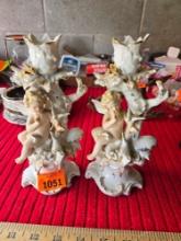 Pair of Original Arn Art Creation Porcelain Candle Holders.
