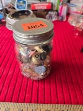 Jar of Assorted Vintage Buttons.