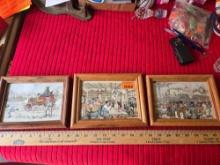 3-Anton Pieck Art Portraits, Early America, in Wood Frames. All one Money.