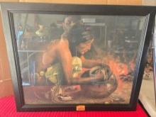 Framed Native American Print. E. I. Cause. Corn Ceremony.