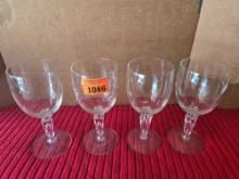 Set of 4, Crystal/Glass Stemware. Etched and Frosted.