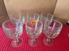 Set of 6, Vintage, Heavy Glass Goblets.