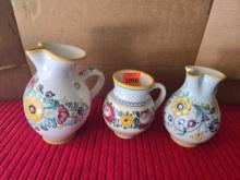 3 Assorted Pottery Pitchers. All one Money