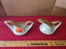 Vintage , Gilded, Creamer Pitcher and Sugar Bowl.