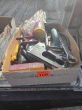 Box of Assorted Tools and Hardware.