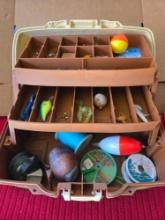 Plano Tackle Box with Assorted Fishing and Tackle Items.