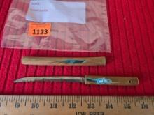Vintage. Hand Painted, Wood Handle and Sheath. Japanese Knife.