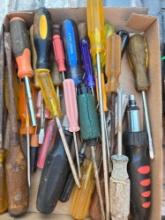Box of Assorted Screwdrivers and Other.