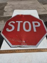 Vintage Aluminum Stops Sign. Wall Art.